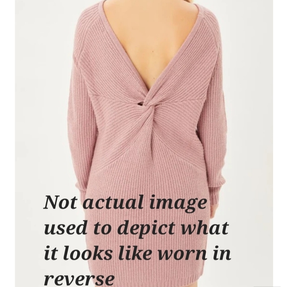 ⭐️ 2 for $17 Reversible Long Sleeve Plunge V Neck Cozy Sweater Midi Dress Twist - Picture 6 of 7